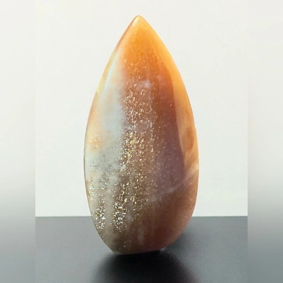 Natural Crystal Palm Stone Duo (Purple Moss Agate/Sunstone) - Picture 9 of 10